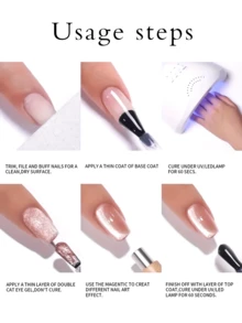 1瓶15毫升海洋蓝猫眼凝胶指甲油，鲜艳的蓝色磁性猫眼设计，LED灯固化，易于涂抹，适合家庭和美甲沙龙使用，美甲艺术，光泽亮丽，高品质指甲油 - 藍色 - 查看 2