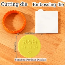 Customized Personalized Cookie Embossing Stamp Mold, 3D Design For Halloween And Christmas, Kitchen Baking Cake Decorating DIY Cutting Tool, Icing Cake Mold, Wedding Clay Candy Embossing Name Cake Mold, Handmade