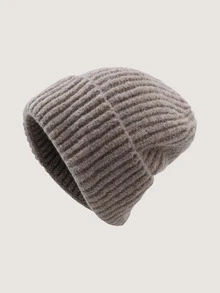 1 件双面针织帽，简约纯色宽松版型，男女皆宜的保暖护耳帽，秋冬款 - 1pcs - 查看 40