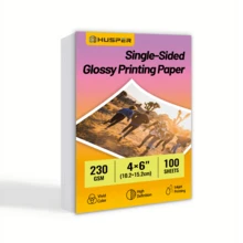 100 ورقة ورق صور لامع أحادي الجانب 200 جرام/230 جرام متوافق مع الحبر أحادي الجانب رمادي الخلفية مقاس 4 * 6 بوصة (10.2 * 15.2 سم) للاستخدام المنزلي والمكتبي - أبيض - مشاهدة 3