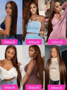 Coleen 13*4 Straight Wig Human Hair Glueless Wig Chocolate Brown Lace Front Human Wig 13x6x1 T Part Lace Frontal Wigs Pre Plucked With Baby Hair #4 Colored Brown Silky Straight Wig Transparent Lace Frontal Wigs Natural Black Wig Daily Party Wear 250 Density - Chocolate Brown - View 11