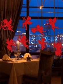 8pcs Romantic Valentine's Day Hanging Decorations, Paper Cupid Hanging Ornaments, Valentine's Day Wedding Party Decor, Suitable For Wedding And Party Decoration, Home Decor, Party, DIY Crafts, Windows, Walls, Birthday Wall Decor - Multicolor - View 4