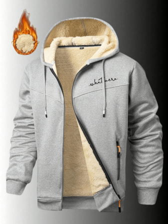 1 st. herr termofodrad tjock luvjacka, fritidsjacka med dragkedja, höst/vinter