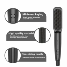 二合一男士胡须及头发直发器，PTC陶瓷加热专业直发梳，快速加热，防烫刷毛，加热胡须梳 - 美規A型插(110-127V) - 查看 10