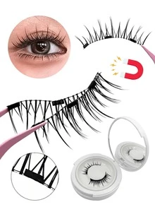 FindLove 2对装磁性假睫毛套装，自然浓密精致，带佩戴夹，单根假睫毛，高品质可重复使用，专业磁性假睫毛套装 - 尖尾漫畫款 - 查看 5