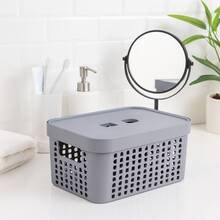 RVS E-COMMERCE Set Of 5 Organizer Boxes With Lid Large Basket In Resistant Plastic 2 L 4.5 L 17 L - Grey - View 6