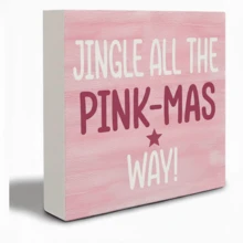 Christmas Festive Pink PVC Sign, "I'm Dreaming Of A Pink Christmas" Desk Decor, Home & Office Holiday Ornament For Various Room Types, Indoor Non-Electric Collectible Figurine - Pack Of 1 - Pink - View 16