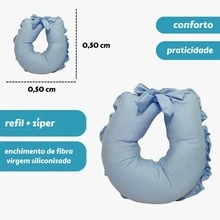 Ninho Redutor Com Almofada de Amamentação + Trocador Portátil + Mosquiteiro Para Ninho Cor Lisa - Azul - Visão 2