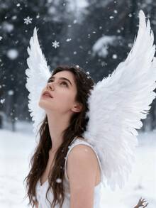 1件白色天使羽毛翅膀道具，雪景攝影服裝，舞台表演服裝道具，Cosplay節日表演舞台秀婚禮攝影道具，仙女羽毛天使翅膀，公主背部裝飾，聖誕萬聖節翅膀道具，節日派對用品，萬聖節活動服裝道具，可穿戴服裝道具，節日服裝道具，攝影道具，翅膀適合成人 - 彩色 - 查看 2