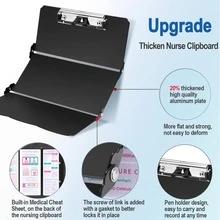 护理专用折叠写字板：带护理参考表的折叠写字板，口袋大小，三折设计，适合护理学生使用