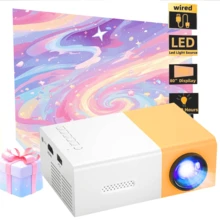 1台高清投影仪，便携式投影仪，适用于家庭影院/办公室/客厅/卧室/节日礼物，迷你投影仪，快速对焦，兼容智能手机/电脑/USB/音箱，紧凑型微型投影仪，适合电影之夜和家庭娱乐，轻巧耐用，是科技爱好者和商务人士的理想之选。 - 彩色 - 查看 3