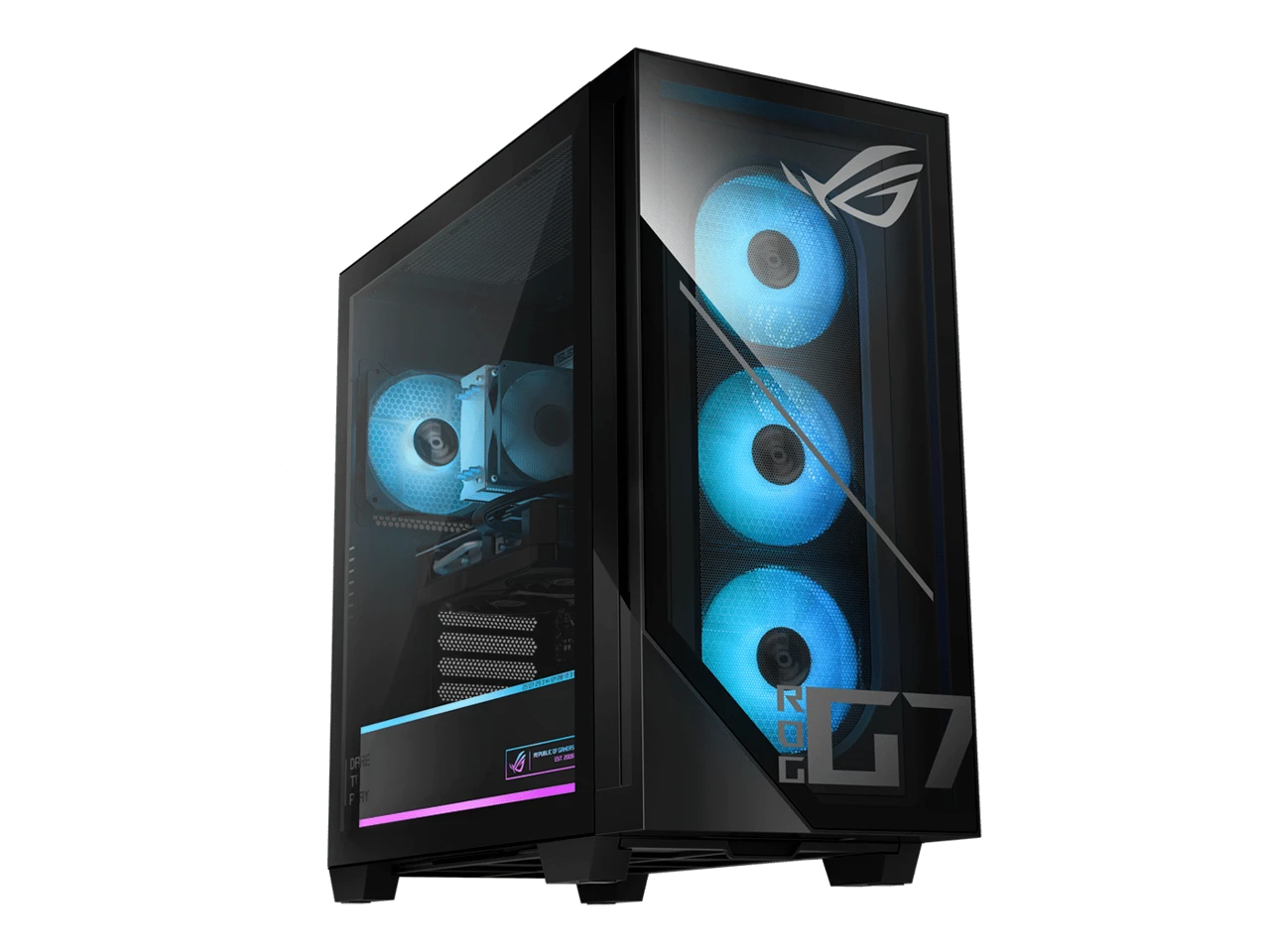 ASUS ROG GM700 (2025) Gaming Desktop PC, AMD Ryzen 7 8700F Processor, AMD Radeon RX 9060 XT PRIME OC, 1TB M.2 NVMe PCIe 4 SSD, 32GB DDR5 RAM, Windows 11 Home, GM700TZ-NB766 - Xem 1