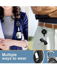 带可伸缩卷轴的证件夹，印有有趣的ID姓名标签 - 工作证件夹，重型竖式卡片保护套，适用于办公室护士、医学生、教师、男女，适合在工作场所、教育机构和医疗机构日常使用，为服装增添迷人的专业气息，是展示身份证件的完美之选。 - 彩色 - 查看 5