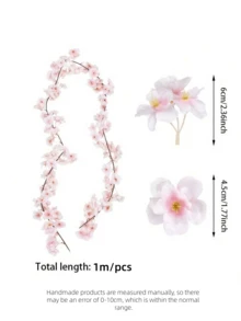 1,8 m Flor de cerezo artificial Enredadera, adecuada para decoraciones de boda, decoraciones de fiesta de cumpleaños, decoraciones del hogar y restaurante, decoraciones de alféizar de dormitorio, decoraciones del Día de San Valentín, decoraciones de Año Nuevo, decoraciones de jardín al aire regalos del Día de San Valentín. También adecuado como decoración de fondo de habitación para Año Nuevo. - flores de cerezo - Ver 9