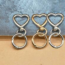 1pc/2pcs/3pcs Rotating Heart-Shaped Keychain Pendant, Zinc Alloy HeartKeyring, Metal Spring Clasp Keychain Accessories For DIY Crafts - Multicolor - View 12