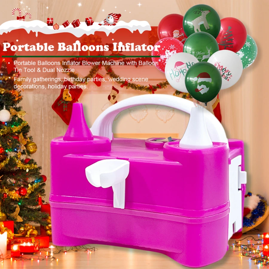 AOYI 1pc Portable Electric Balloon Pump - Double Nozzle Blower, Easy To Use Fast Inflatotion For Birthday,Wedding, Sports Balls,Halloween, Christmas, New Year Party Decor - EU C Type Plug(220-240V) - View 1