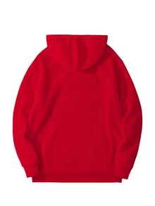 Sudadera con capucha casual para mujer con estampado New York, mangas largas y cálida - Rojo - Ver 2