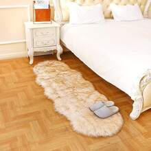 1件/2件装圣诞新年毛绒地毯，秋冬新款仿毛皮装饰地毯，绒高5-7厘米，杏色长绒装饰地毯，适用于窗台、沙发、卧室、床边、儿童房、玩具房、梳妆台、衣柜、橱窗展示装饰 - 杏色 - 查看 6