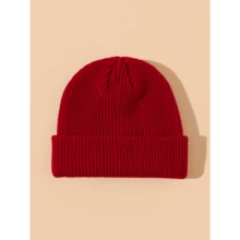 1 Piece Of Knitted Beanie, Woolen Beanie Hat For Autumn And Winter, Melon Skin Hat, Outdoor Couple Hat - 黑色 - 查看 2