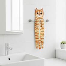 Fun Cat Hanging Towel & Face Towel - Super Absorbent Soft Orange| Gift For Cat Lovers (Housewarming, Birthday, Christmas) - A-Cam - Xem 9