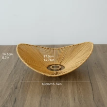 2 Pieces Set Of Handmade Woven Natural Paper And Metal Lampshades - Rustic Farmhouse Style Large Round/Oval Iron Frame, E27 Screw Base, Easy To Install, Suitable For Living Room, Bedroom, Cafe, Dining Area - Modern Bohemian Home Decor Lighting, Pendant Lamps, Living Room Lampshade, Vintage Lampshade, Ceiling Light Fixture