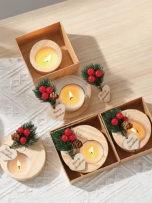 1 Set Christmas Candle Gift Box | Suitable For Family Gatherings, Parties, Couples Dates, Holidays And Birthday Celebrations, Christmas Decorations, Banquet Table Home Decor, Holiday Decorative Ornaments - Multicolor - View 7