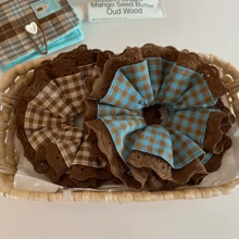 1个优雅蕾丝多层镂空花朵发圈，精致设计，用途广泛，适合日常使用，发绳，发圈 - 米咖色 - 查看 2