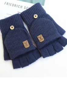 Winter Knitted Thermal Half-Finger Gloves With Flip-Up Convertible Mittens Unisex Snap Fastening Gloves Winter Thermal Touchscreen-Compatible Half-Finger Gloves Suitable For Cycling Hiking And Winter Outdoor Activities Women's Fingerless Gloves Fitness Gloves Fitness Accessories Cycling Accessories - Multicolor - View 13