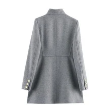 Áo khoác dài mùa đông, áo khoác ôm dáng hai hàng cúc đa năng thời trang. - Xám - Xem 2