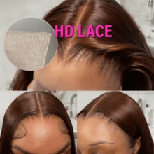 Coleen 13*4 Straight Wig Human Hair Glueless Wig Chocolate Brown Lace Front Human Wig 13x6x1 T Part Lace Frontal Wigs Pre Plucked With Baby Hair #4 Colored Brown Silky Straight Wig Transparent Lace Frontal Wigs Natural Black Wig Daily Party Wear 250 Density - Chocolate Brown - View 4