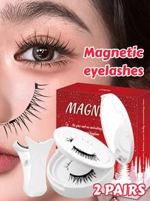 FindLove 2对装磁性假睫毛套装，自然浓密精致，带佩戴夹，单根假睫毛，高品质可重复使用，专业磁性假睫毛套装 - 尖尾漫畫款 - 查看 10