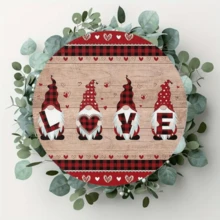 1pc Happy Valentine's Day Dwarf Metal Sign Plaque (8 Inch X 8 Inch/20 X 20 Cm), Round Plaque, Wall Decor, Home Decor, Room Decor, Porch Decor. Suitable For Bar, Kitchen, Cafe, Home Office Decor, Party Decor, Valentine's Day And Holiday Gift, Holiday Decor | Vibrant Metal Sign | Durable Metal Sign, Metal Wall Art Decor, Random Hole Placement - 1PC - View 2