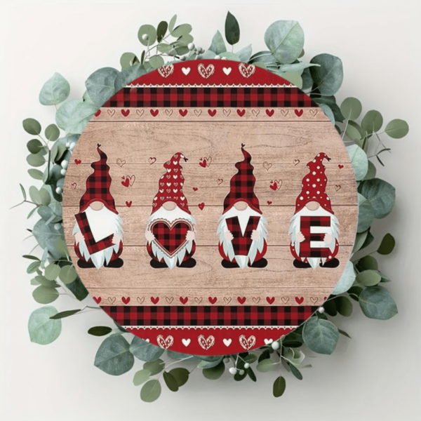 1pc Happy Valentine's Day Dwarf Metal Sign Plaque (8 Inch X 8 Inch/20 X 20 Cm), Round Plaque, Wall Decor, Home Decor, Room Decor, Porch Decor. Suitable For Bar, Kitchen, Cafe, Home Office Decor, Party Decor, Valentine's Day And Holiday Gift, Holiday Decor | Vibrant Metal Sign | Durable Metal Sign, Metal Wall Art Decor, Random Hole Placement