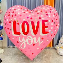 1 个巨型 60 英寸心形铝箔气球，浪漫大号爱情气球，适用于婚礼、订婚、周年纪念、情人节派对装饰，铝箔材料，无需电源，多功能节日装饰 - 彩色 - 查看 16