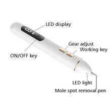 Skin Tag Remover Black Dots Blemish Laser Plasma Pen Mole Wart Eliminator Freckle Dark Spots Removal LCD Display 9 Levels - 白色 - 查看 5