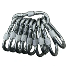 10个镀锌户外钥匙扣，带螺丝登山扣 - 非常适合户外露营、徒步旅行和钓鱼，钥匙扣夹 - 銀色 - 查看 4