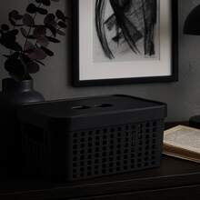 RVS E-COMMERCE Set Of 5 Organizer Boxes With Lid Large Basket In Resistant Plastic 2 L 4.5 L 17 L - Black - View 8