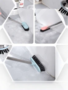 1/2pcs Multi-Functional Plastic Cleaning Tool - Long Handle Stiff Bristle Manual Floor Brush, Suitable For Bathroom And Toilet Tile, Toilet Cleaning Brush, Bathroom Cleaning, Toilet Brush And Holder, Bathroom Floor Cleaner, Floor Brush Magic, Bathroom Crevice Brush
