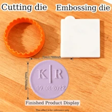 Customized Personalized Cookie Embossing Stamp Mold, 3D Design For Halloween And Christmas, Kitchen Baking Cake Decorating DIY Cutting Tool, Icing Cake Mold, Wedding Clay Candy Embossing Name Cake Mold, Handmade