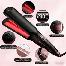 2 en 1 Alisador Rizador Ondulador | Blanco | Cerámica Turmalina | Iones Negativos | Calentamiento Rápido 10s | 26 Temperaturas | LCD | Apagado Automático 60min | Cable 360° | Voltaje Dual | Cabello Rizado/Ondulado/Voluminoso/Pleno/Liso/Estilizado/Contra Frizz | México - Tipo de Enchufe A USA (110-127V) - Ver 4