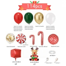 114/98Pcs Christmas Balloon Garland Arch Kit, Xmas Holiday Balloons Red Green White Glod Confetti Balloons With Large Candy Cane Swirl Mylar Foil Balloons, Rich For Christmas Party Decorations