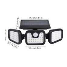 1pc Solar Powered 3-Speed Adjustable Outdoor Foldable Waterproof Motion 74 LED Three Head Wall Light With Motion Sensor, Rotating Design Suitable For Outdoor Road Lighting, Patio, Porch, Garage And Garden, Indoor And Outdoor Integrated Lighting