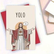 1张，趣味创意耶稣复活节贺卡，小型企业用品，感谢卡，贺卡，特色商品，礼品卡