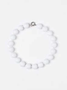 1 pieza Collar hecho a mano de estilo bohemio retro con cuentas geométricas redondas de acrílico, cuerda anudada y broche de metal, adecuado para la playa, vacaciones, regalo - Collar con cierre de marinero anudado a mano en resina de aleación - Ver 14