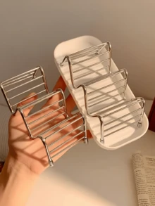 1个极简金属皂碟沥水架，创意波浪形设计浴室皂架收纳架 - 彩色 - 查看 11