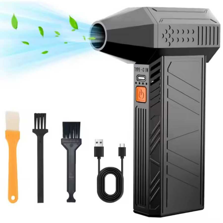 New Violent 130000 RPM Brushless Motor Powerful Blower High Speed Dust Blower Fan Pocket Mini Turbo Fan Mini Vacuum Cleaner - màu đen - Xem 1