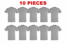 THEGEWA PACK OF 10 T-SHIRTS, ASSORTED COLORS: BLACK, WHITE, AND MORE COLORS, LIGHT AND COOL. Plain, Regular, Asymmetrical, Spring Festival, MULTICOLOR - Xám - Xem 1