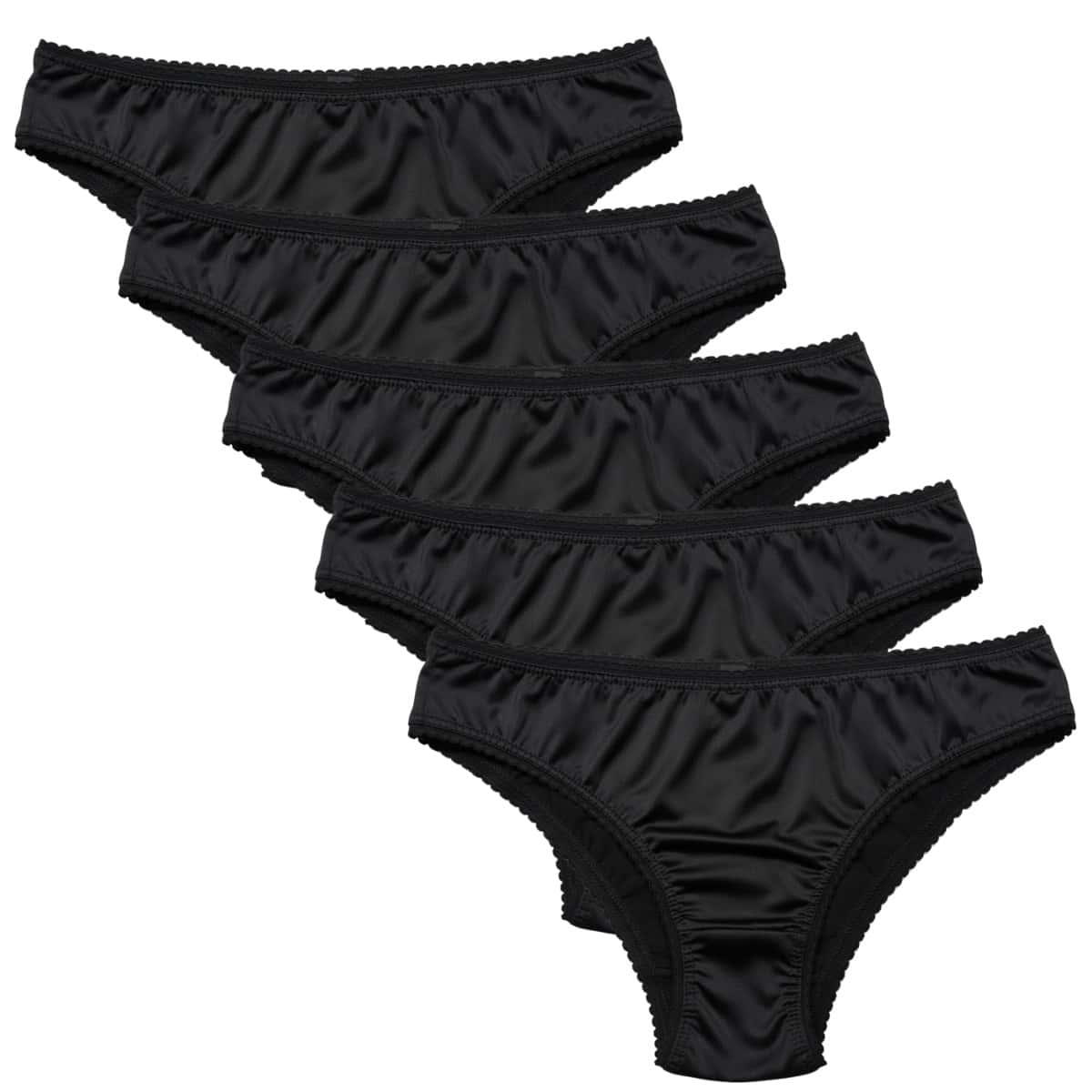 Kit 5 Calcinhas Tanga Microfibra Adulto Feminina - Preto - Visão 1
