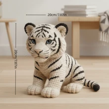 1 Pcs Set Cute Cartoon Tiger Knitting Kit For Adult Beginners (4 Colors Available) Cute Animal Tiger Hand-Knitting Kit Includes Crochet Supplies And Step-By-Step Video Tutorial DIY Handcrafted Knitting Kit Valentine's Day/Halloween/Christmas/Mother's Day/Thanksgiving Gift Ideal Present For Home Decor Dual-Purpose Holiday Gifting, Home Decor. - 白老虎 - 查看 5