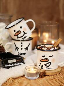 1pc Customizable Snowman Family Mug, Personalized Christmas Gift Set | Couples, Friends Holiday Gift Matching Mug Set, Suitable For Hot Chocolate, Coffee, Tea - Christmas Cups - View 3